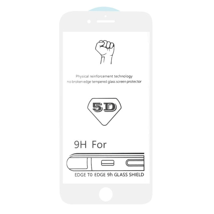 25 PCS 9H 5D White Full Glue Full Screen Tempered Glass Film for iPhone 6 / 6s