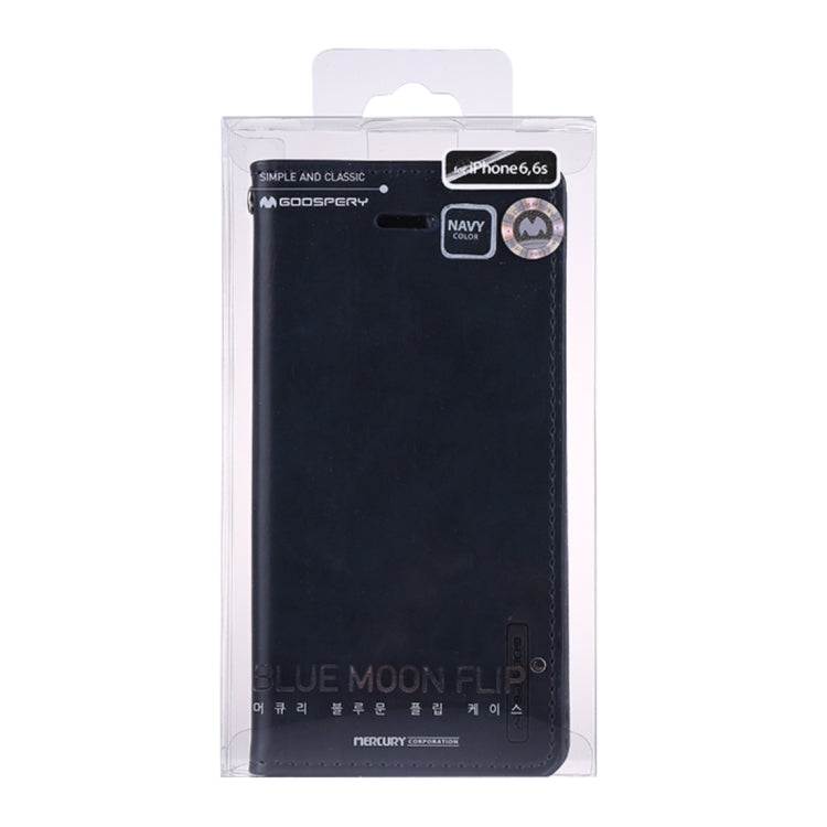 GOOSPERY BLUE MOON FLIP for iPhone 6 & 6s Crazy Horse Texture PU + TPU Horizontal Flip Leather Case with Holder & Card Slots & Wallet