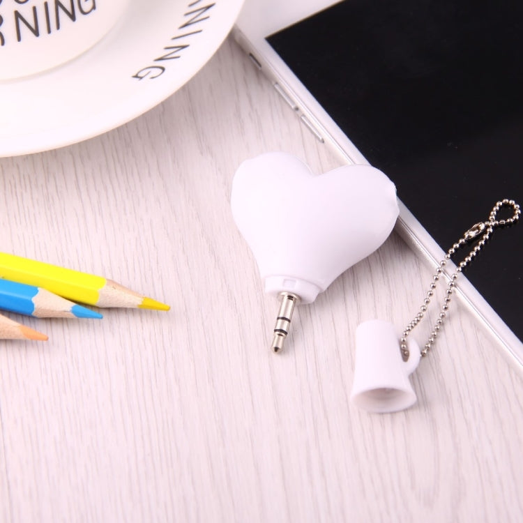 1 Male to 2 Females 3.5mm Jack Plug Multi-function Heart Shaped Earphone Audio Video Splitter Adapter with Key Chain for iPhone, iPad, iPod, Samsung, Xiaomi, HTC and Other 3.5 mm Audio Interface Electronic Digital Products