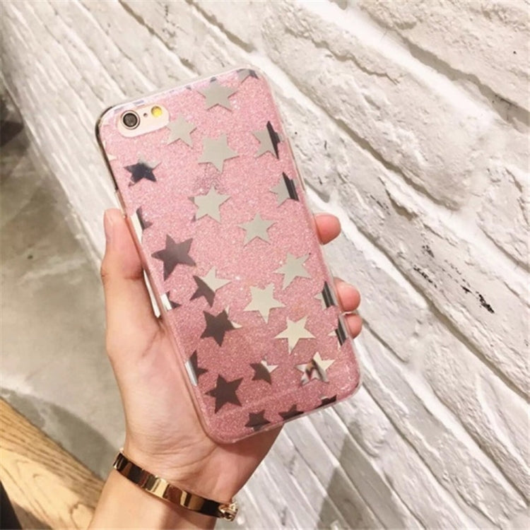 For iPhone 6 & 6s TPU Glitter Powder Star Pattern Drop-proof Protective Back Cover Case(Pink)