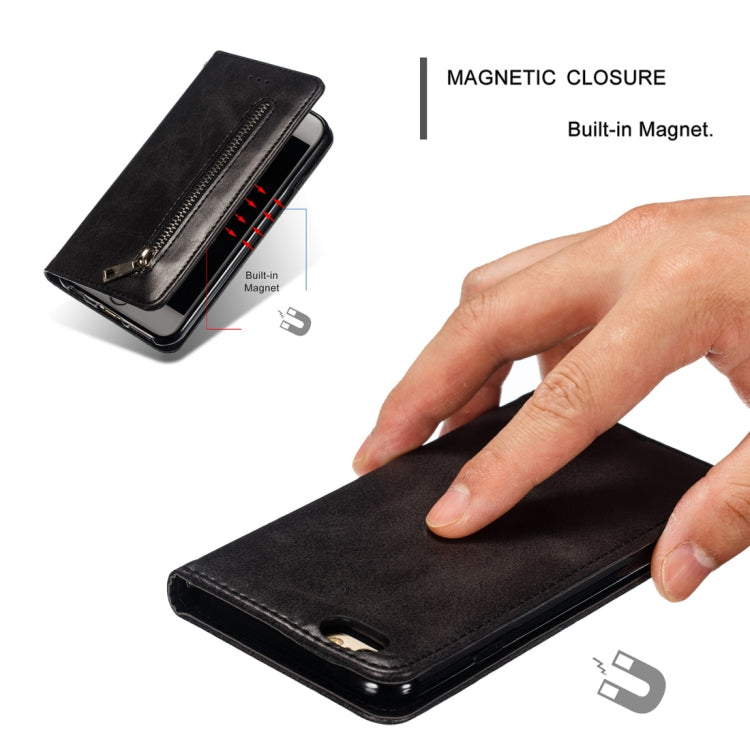 Calf Texture Zipper Magnetic Horizontal Flip Leather Case for iPhone 6s / 6, with Wallet & Holder & Card Slots