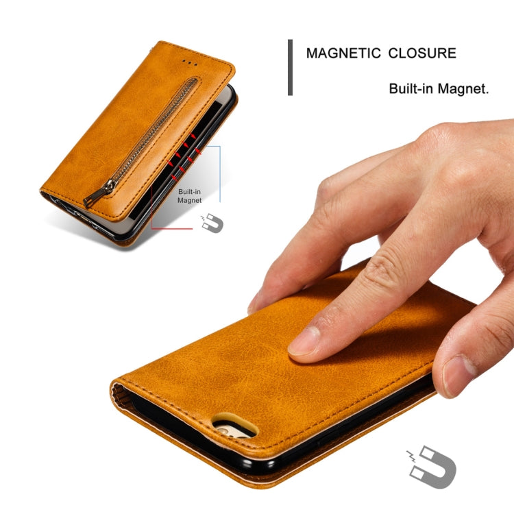 Calf Texture Zipper Magnetic Horizontal Flip Leather Case for iPhone 6s / 6, with Wallet & Holder & Card Slots