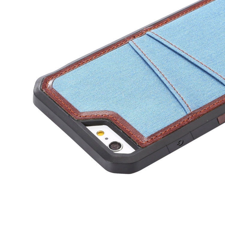 For iPhone 6 Plus & 6s Plus Jeans Leather TPU Protective Case with Card Slot(Blue)