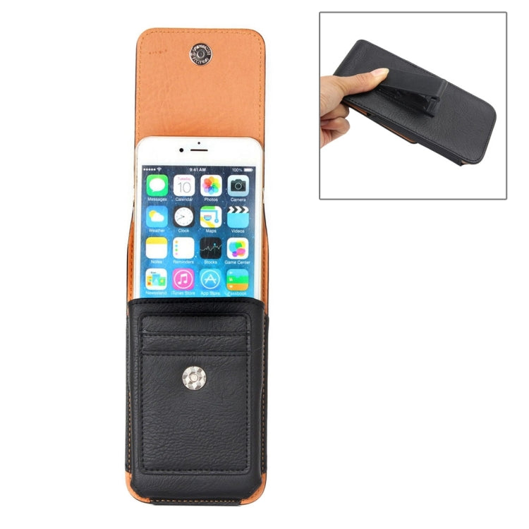 For iPhone 6 Plus & 6s Plus & 6 & 6s Classical Style Elephant Texture Vertical Flip Leather Case Waist Bag with Card Solts & Rrotatable Back Splint, Size: 16 x 8.5 cm(Black)