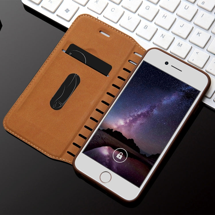 For iPhone 6 Plus & 6s Plus PU Retro Texture with Absorption Horizontal Flip Leather Case with Holder & Card Slots