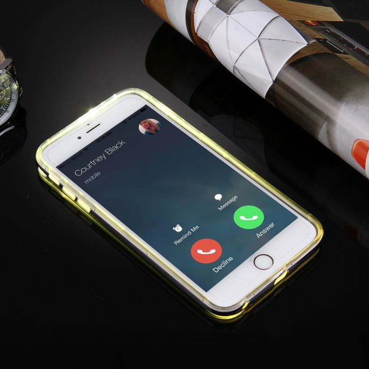 For iPhone 6 Plus & 6s Plus Slide Slice Design Removable Plastic Bumper Flame Transparent TPU Protective Case with Incoming Call LED Flash Blinking