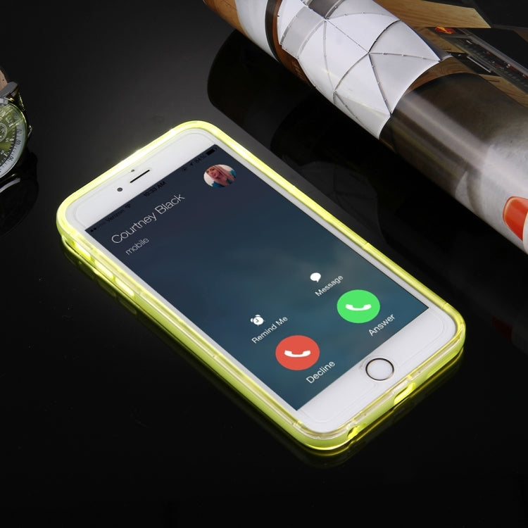 For iPhone 6 Plus & 6s Plus Slide Slice Design Removable Plastic Bumper Flame Transparent TPU Protective Case with Incoming Call LED Flash Blinking
