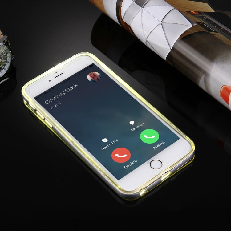 For iPhone 6 Plus & 6s Plus Slide Slice Design Removable Plastic Bumper Flame Transparent TPU Protective Case with Incoming Call LED Flash Blinking
