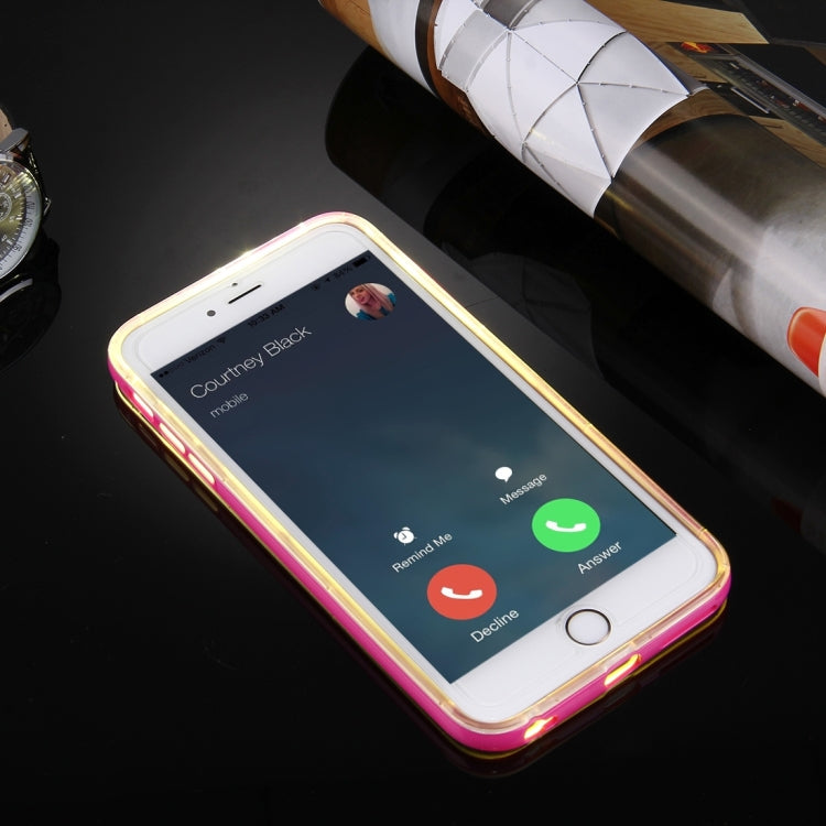 For iPhone 6 Plus & 6s Plus Slide Slice Design Removable Plastic Bumper Flame Transparent TPU Protective Case with Incoming Call LED Flash Blinking