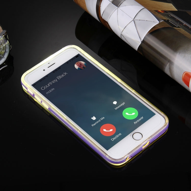 For iPhone 6 Plus & 6s Plus Slide Slice Design Removable Plastic Bumper Flame Transparent TPU Protective Case with Incoming Call LED Flash Blinking