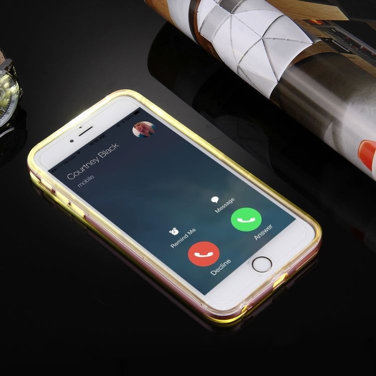 For iPhone 6 Plus & 6s Plus Slide Slice Design Removable Plastic Bumper Flame Transparent TPU Protective Case with Incoming Call LED Flash Blinking