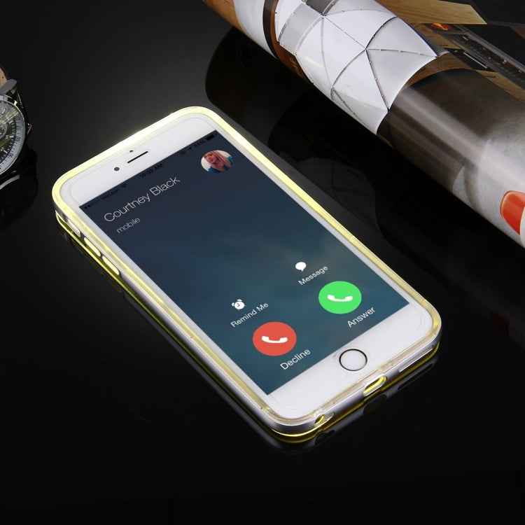For iPhone 6 Plus & 6s Plus Slide Slice Design Removable Plastic Bumper Flame Transparent TPU Protective Case with Incoming Call LED Flash Blinking