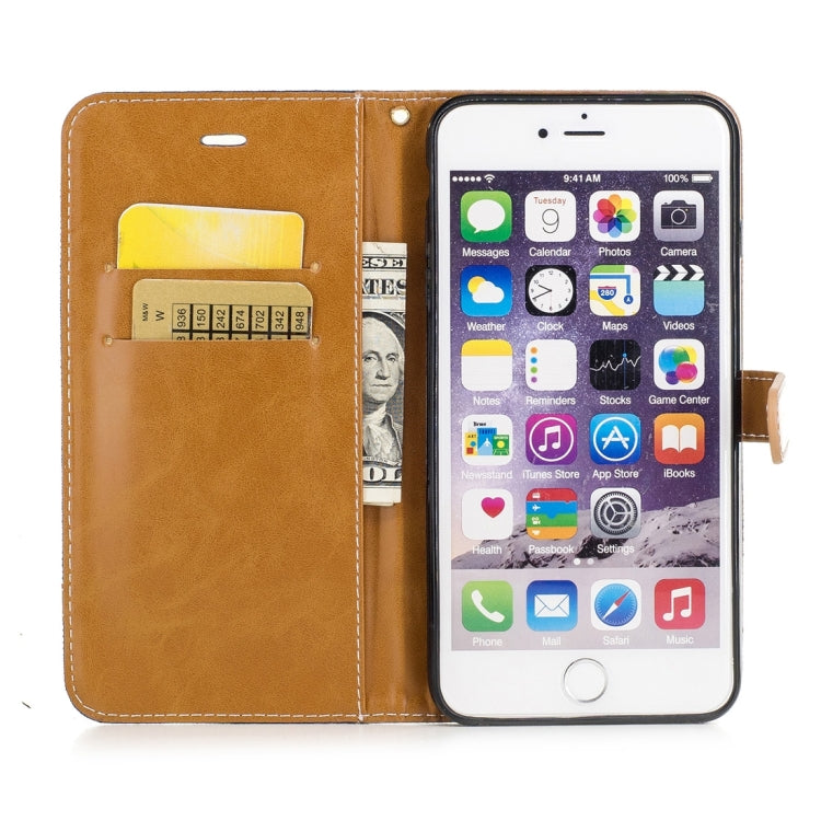 For iPhone 6 Plus & 6s Plus Denim Texture Leather Case with Holder & Card Slots & Wallet & Lanyard