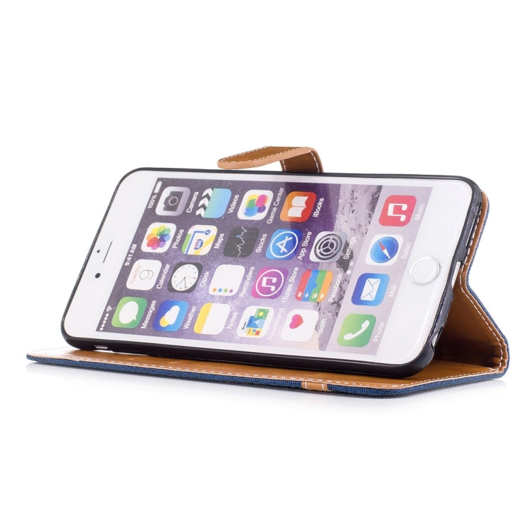 For iPhone 6 Plus & 6s Plus Denim Texture Leather Case with Holder & Card Slots & Wallet & Lanyard