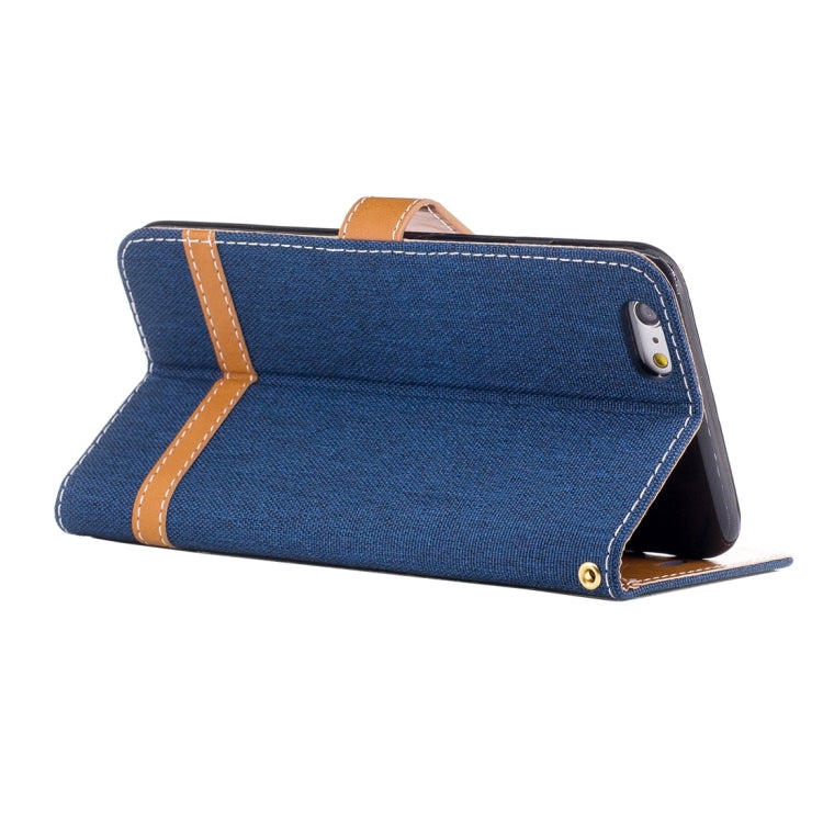 For iPhone 6 Plus & 6s Plus Denim Texture Leather Case with Holder & Card Slots & Wallet & Lanyard