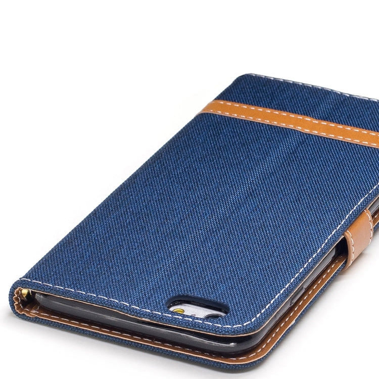 For iPhone 6 Plus & 6s Plus Denim Texture Leather Case with Holder & Card Slots & Wallet & Lanyard