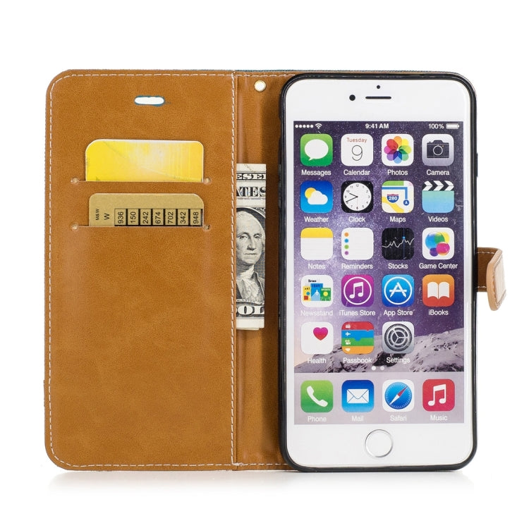For iPhone 6 Plus & 6s Plus Denim Texture Leather Case with Holder & Card Slots & Wallet & Lanyard
