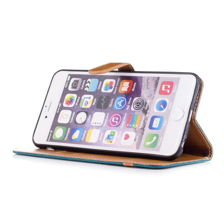 For iPhone 6 Plus & 6s Plus Denim Texture Leather Case with Holder & Card Slots & Wallet & Lanyard