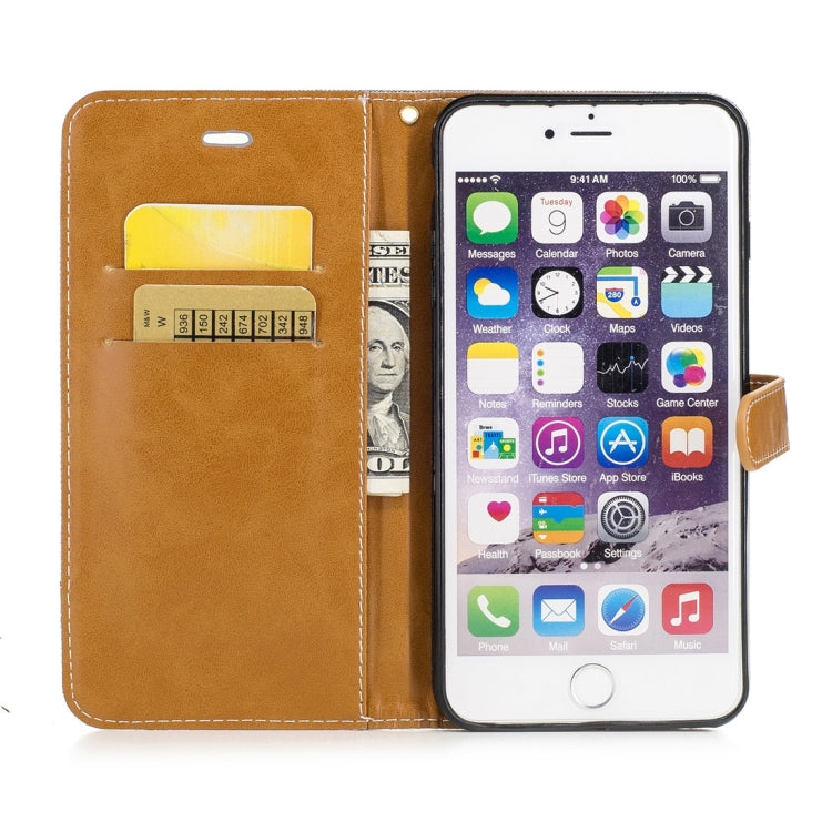 For iPhone 6 Plus & 6s Plus Denim Texture Leather Case with Holder & Card Slots & Wallet & Lanyard