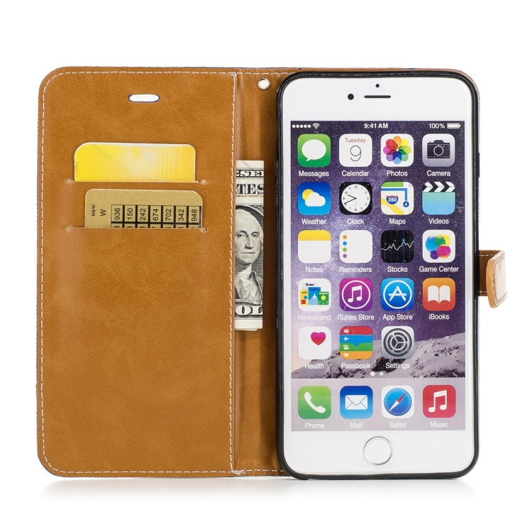 For iPhone 6 Plus & 6s Plus Denim Texture Leather Case with Holder & Card Slots & Wallet & Lanyard
