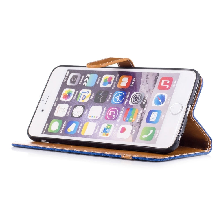 For iPhone 6 Plus & 6s Plus Denim Texture Leather Case with Holder & Card Slots & Wallet & Lanyard