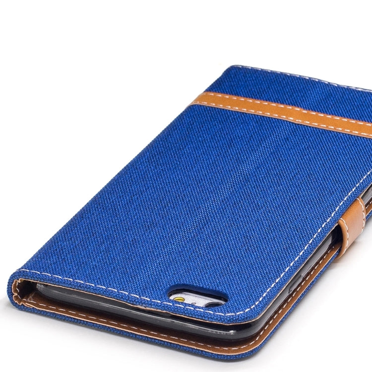 For iPhone 6 Plus & 6s Plus Denim Texture Leather Case with Holder & Card Slots & Wallet & Lanyard