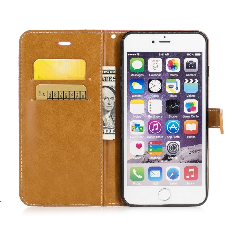 For iPhone 6 Plus & 6s Plus Denim Texture Leather Case with Holder & Card Slots & Wallet & Lanyard
