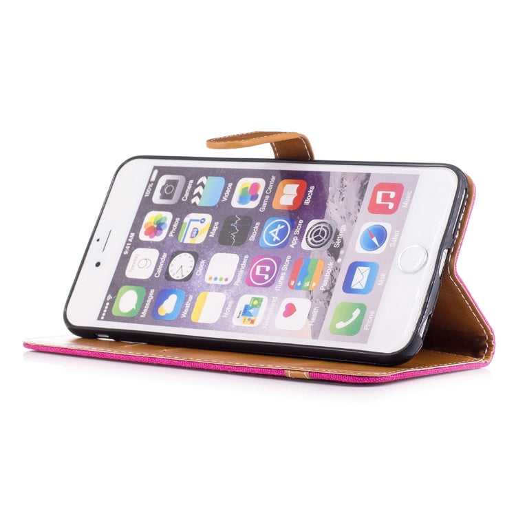 For iPhone 6 Plus & 6s Plus Denim Texture Leather Case with Holder & Card Slots & Wallet & Lanyard