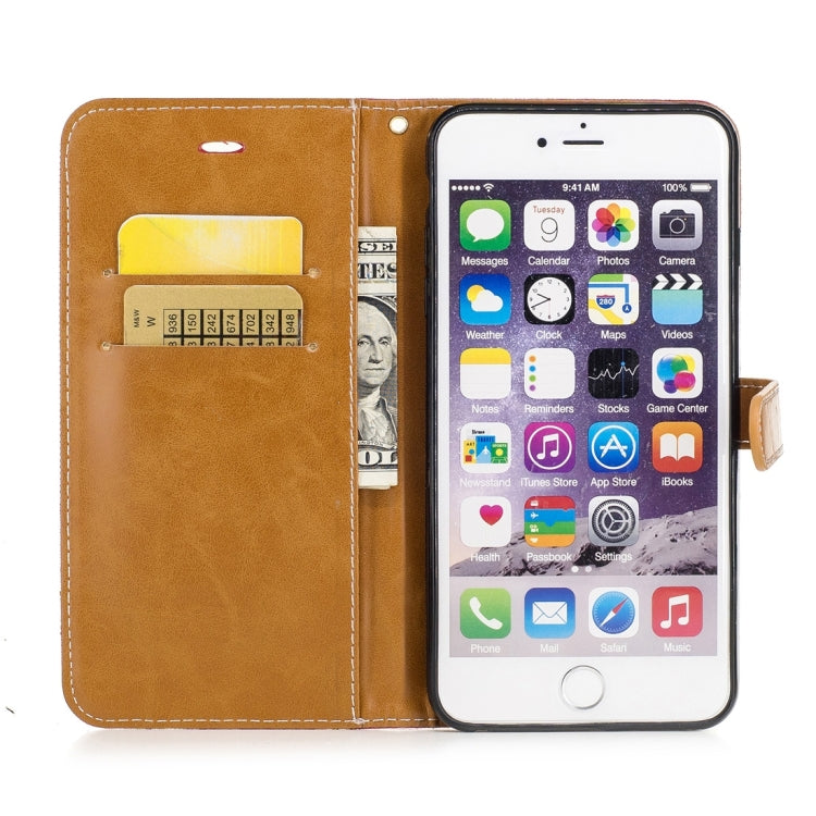 For iPhone 6 Plus & 6s Plus Denim Texture Leather Case with Holder & Card Slots & Wallet & Lanyard