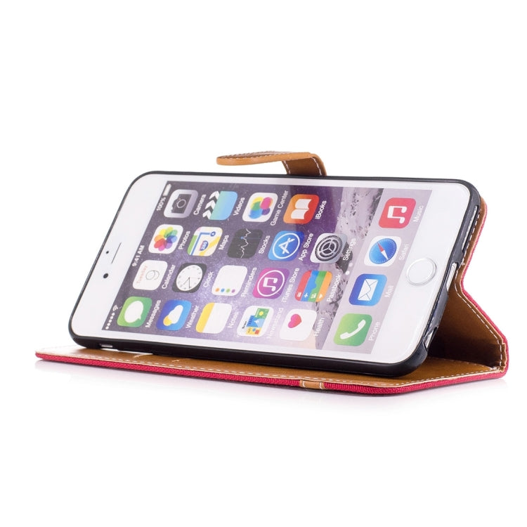 For iPhone 6 Plus & 6s Plus Denim Texture Leather Case with Holder & Card Slots & Wallet & Lanyard