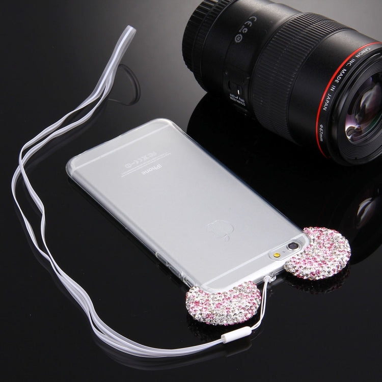 For iPhone 6 Plus & 6s Plus Mouse Ear Diamond Pattern Transparent TPU Protective Case with Lanyard