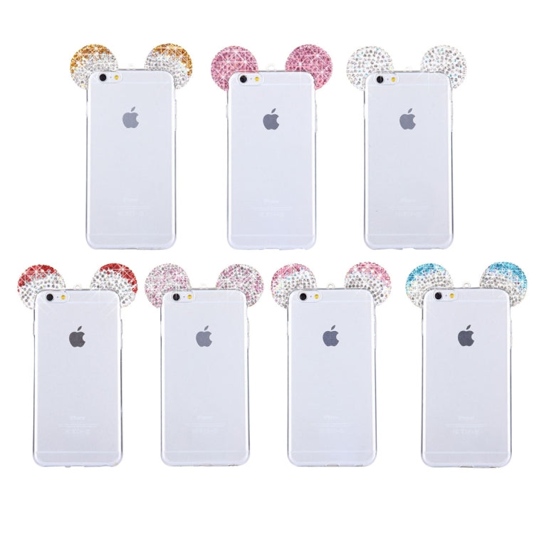 For iPhone 6 Plus & 6s Plus Mouse Ear Diamond Pattern Transparent TPU Protective Case with Lanyard