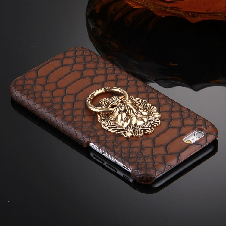 For iPhone 6 Plus & 6s Plus Snakeskin Texture Paste Skin PC Protective Case with Lion Head Holder