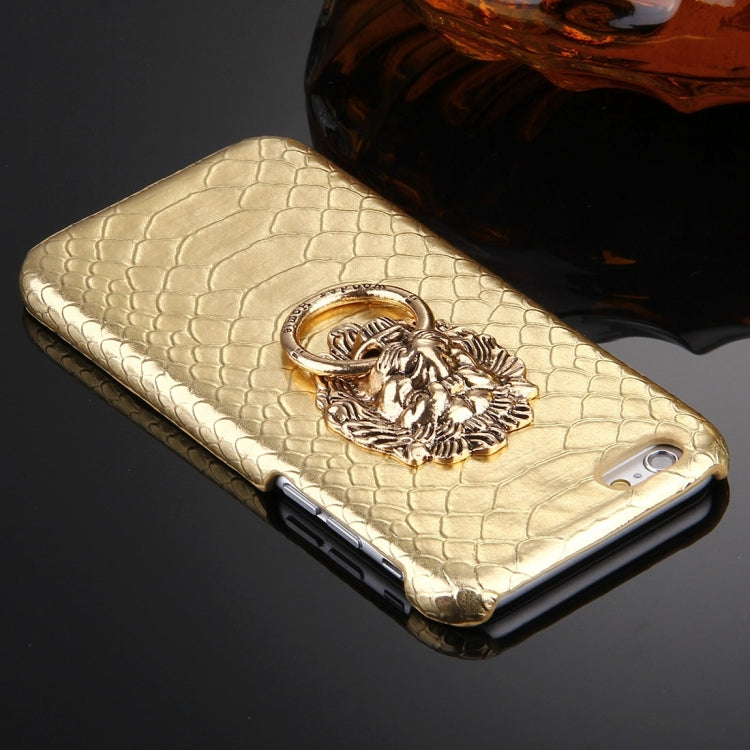 For iPhone 6 Plus & 6s Plus Snakeskin Texture Paste Skin PC Protective Case with Lion Head Holder