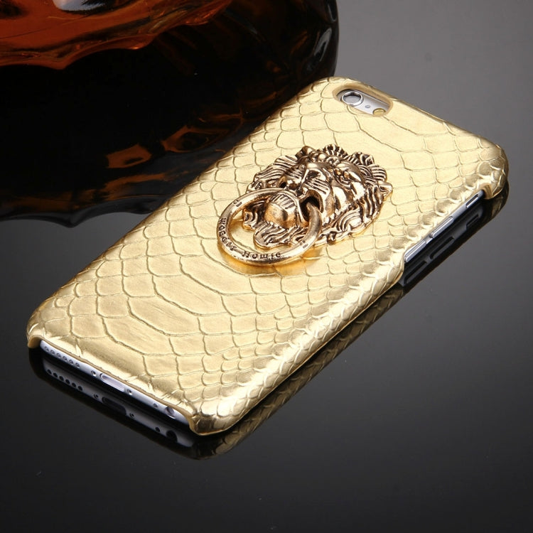 For iPhone 6 Plus & 6s Plus Snakeskin Texture Paste Skin PC Protective Case with Lion Head Holder