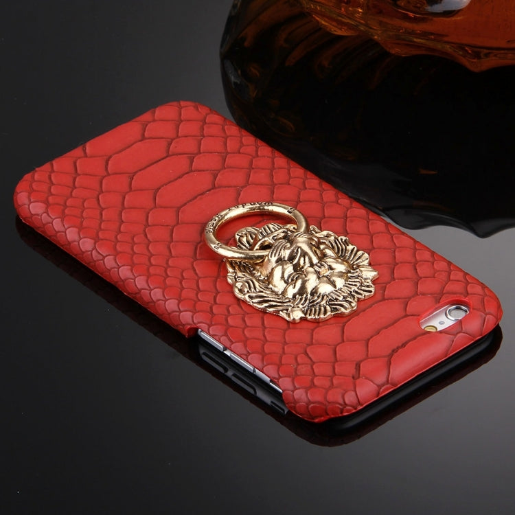 For iPhone 6 Plus & 6s Plus Snakeskin Texture Paste Skin PC Protective Case with Lion Head Holder