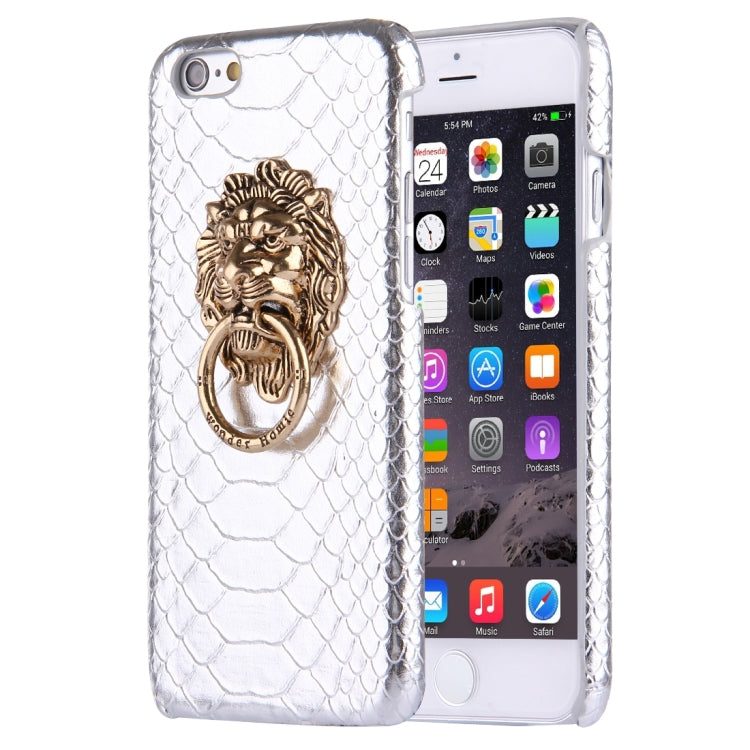 For iPhone 6 Plus & 6s Plus Snakeskin Texture Paste Skin PC Protective Case with Lion Head Holder