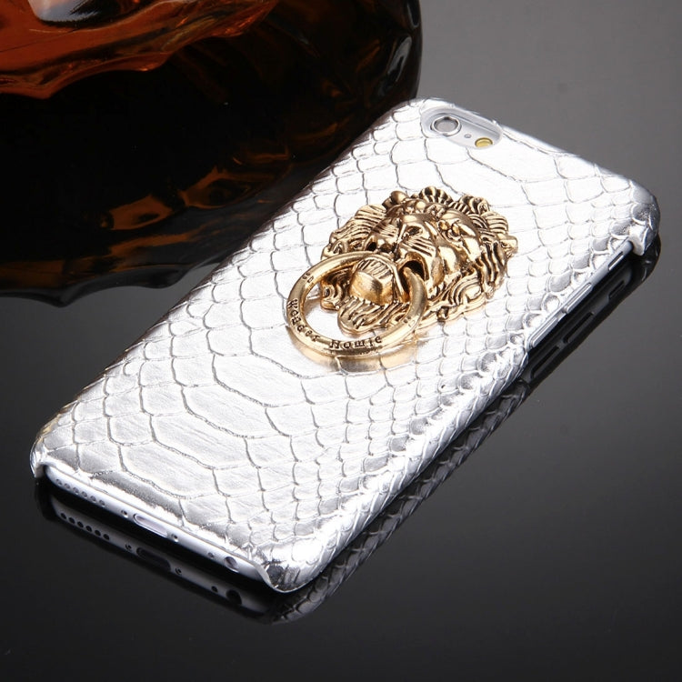 For iPhone 6 Plus & 6s Plus Snakeskin Texture Paste Skin PC Protective Case with Lion Head Holder