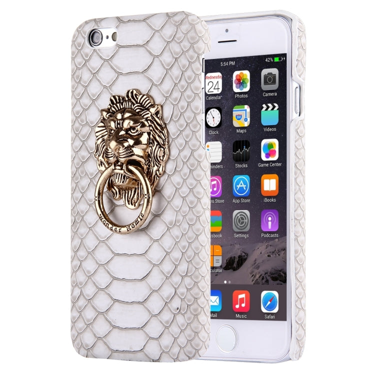 For iPhone 6 Plus & 6s Plus Snakeskin Texture Paste Skin PC Protective Case with Lion Head Holder