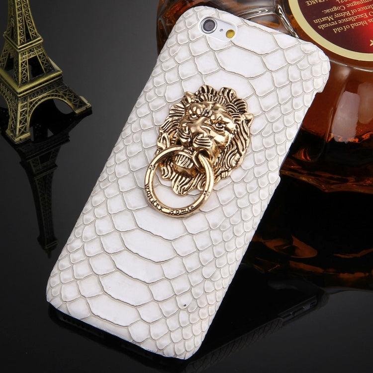 For iPhone 6 Plus & 6s Plus Snakeskin Texture Paste Skin PC Protective Case with Lion Head Holder