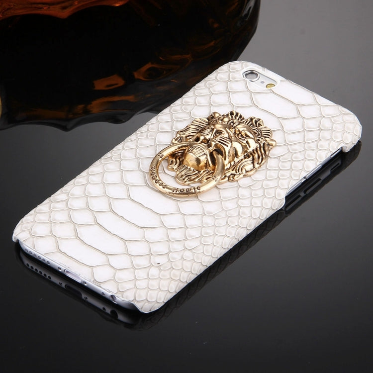 For iPhone 6 Plus & 6s Plus Snakeskin Texture Paste Skin PC Protective Case with Lion Head Holder