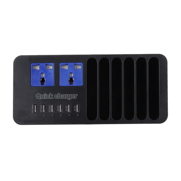 5 Smart USB Ports + 1 Quick Charger 2.0 Port + 6 Charger Stand Holder + 2 Extension Socket Power, For iPad , iPhone, Galaxy, Huawei, Xiaomi, LG, HTC and Other Smart Phones, Rechargeable Devices, EU Plug