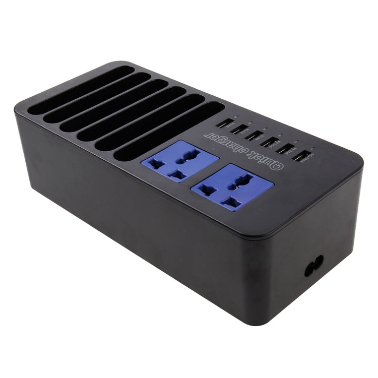 5 Smart USB Ports + 1 Quick Charger 2.0 Port + 6 Charger Stand Holder + 2 Extension Socket Power, For iPad , iPhone, Galaxy, Huawei, Xiaomi, LG, HTC and Other Smart Phones, Rechargeable Devices, EU Plug