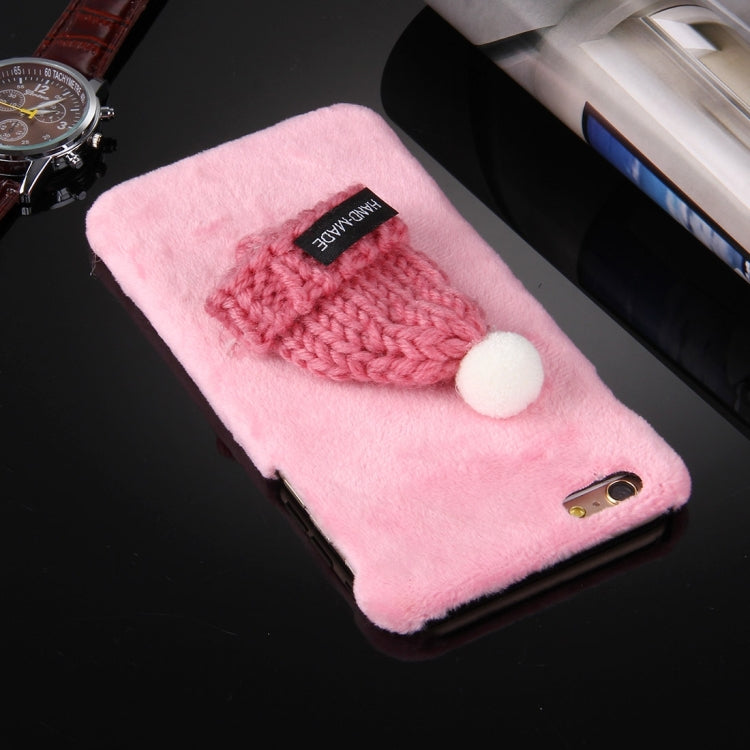 For iPhone 6 Plus & 6s Plus Christmas Hat Plush Cloth Cover PC Protective Case