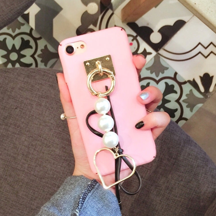 For iPhone 6 Plus & 6s Plus 3D Bowknot PC Protective Back Cover Case with Pearl & Metal Heart Shape Pendant (Pink)