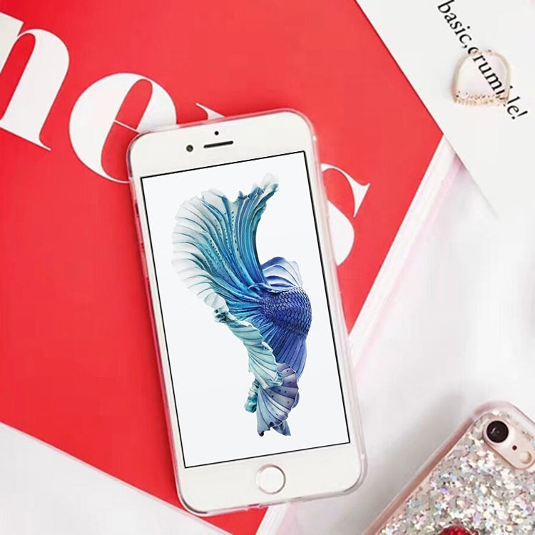For iPhone 6 Plus & 6s Plus Red Heart Shape Glitter Powder Soft TPU Protective Back Cover Case (White)