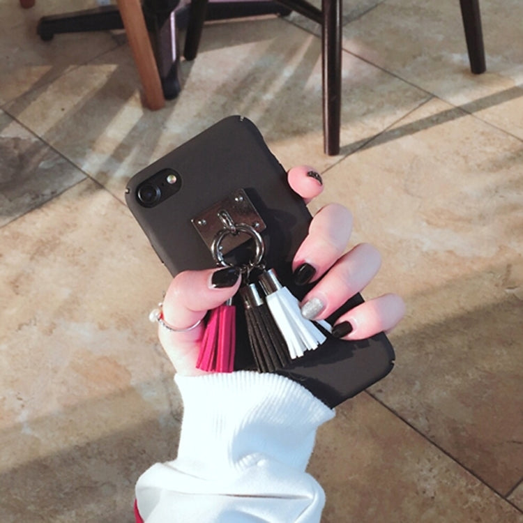 For iPhone 6 Plus & 6s Plus Frosted Hard Protective Back Cover Case with Three Color Tassels Pandent