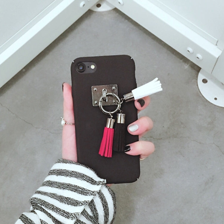 For iPhone 6 Plus & 6s Plus Frosted Hard Protective Back Cover Case with Three Color Tassels Pandent
