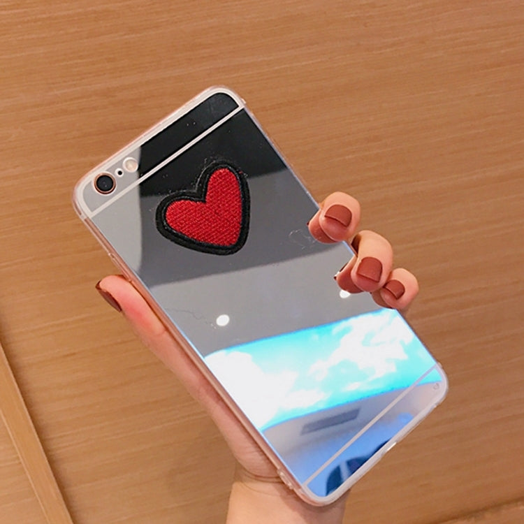 For iPhone 6 Plus & 6s Plus Embroidery Heart Shape Electroplating Mirror TPU Protective Back Cover Case(Silver)