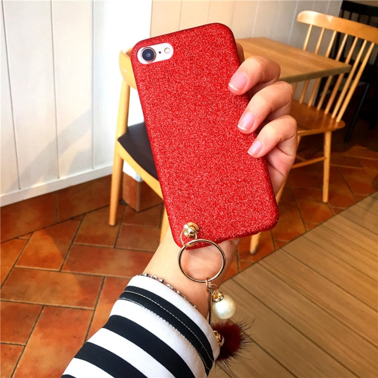 For iPhone 6 Plus & 6s Plus Glitter Powder Soft TPU Protective Case with Furry Ball Pandent